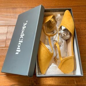 Yellow vegan suede shoes